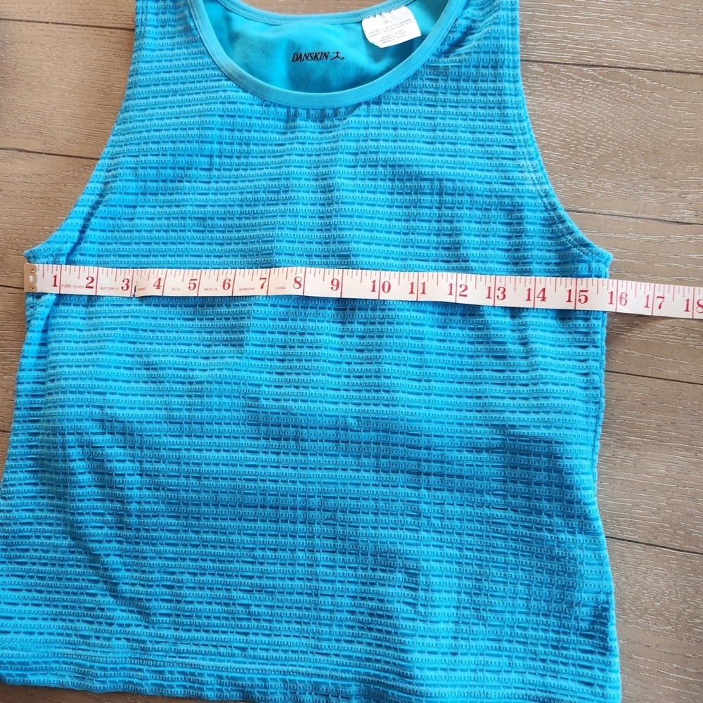 Danskin XL Active Tank Top Blue Sleeveless Athletic Layering‎ Built-in Bra - Picture 7 of 12